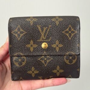 Auth Louis Vuitton Brown Monogram Elise Wallet
